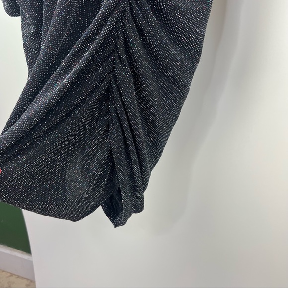 LEITH Shimmer Ruched Mini Dress in Black Multi - Picture 10 of 12